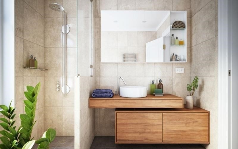 Sắp xếp đồ dùng ngăn nắp là cách dọn dẹp nhà tắm nhanh chóng, giúp tối ưu hóa không gian và tạo cảm giác thẩm mỹ cho không gian nhà tắm.